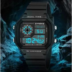 Montre Multifonction Numérique Noire Retro - Sport Chronomètre Alarme Plein Air