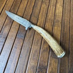 MINI NICKER COUTEAU DE CHASSE TRADITIONNEL ALLEMAND SIGNÉ G.MERZ ROSTEFREI BOIS DE CERF ANNÉE 50/60