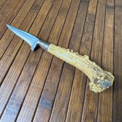NICKER COUTEAU DE CHASSE TRADITIONNEL ALLEMAND  BOIS DE CHEVREUIL ANNÉE 40/50