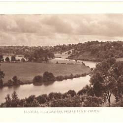 TIRAGE DE CLICHÉ TYPE GRAVURE - COMPAGNIE AÉRIENNE FRANÇAISE - VALLÉE DE LA MAYENNE, DUN-LE-CHATEAU