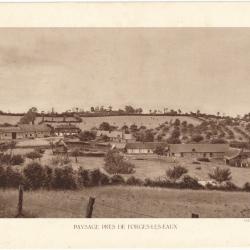 TIRAGE DE CLICHÉ TYPE GRAVURE - COMPAGNIE AÉRIENNE FRANÇAISE - PAYSAGE PRÈS DE FORGES-LES-EAUX