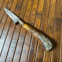 NICKER COUTEAU DE CHASSE TRADITIONNEL ALLEMAND BOIS DE CERF ANNÉE 50/60 
