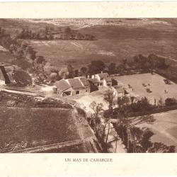 TIRAGE DE CLICHÉ TYPE GRAVURE - COMPAGNIE AÉRIENNE FRANÇAISE - UN MAS DE CAMARGUE