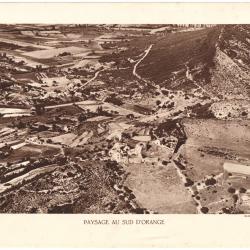 TIRAGE DE CLICHÉ TYPE GRAVURE - COMPAGNIE AÉRIENNE FRANÇAISE - PAYSAGE AU SUD D'ORANGE