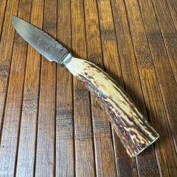 BEAU COUTEAU DEBUT 1900 EDW SOUTH SHEFFIELD BOIS DE CERF ET ARGENT FORGÉ A SHEFFIELD ANGLETERRE