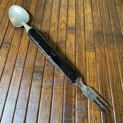 COUVERT DE VOYAGE PLIANT LUXE CORNE ET ARGENT XlX éme
