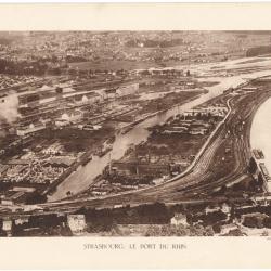 TIRAGE DE CLICHÉ TYPE GRAVURE - COMPAGNIE AÉRIENNE FRANÇAISE - STRASBOURG : LE PORT DU RHIN