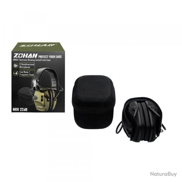 Casque Antibruit Tir Protection Auditive Electronique 22dB Rduction Bruit Amplification Sons Noir