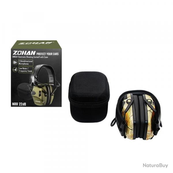 Casque Antibruit Tir Protection Auditive Electronique 22dB Rduction Bruit Amplification Sons Camo