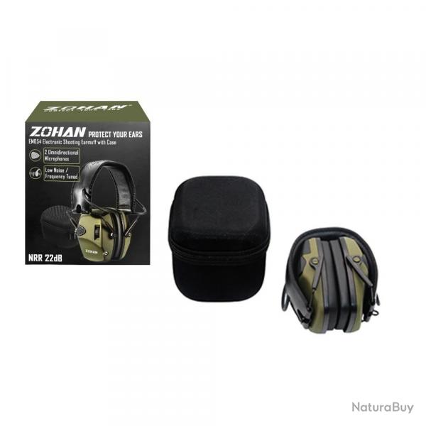 Casque Antibruit Tir Protection Auditive Electronique 22dB Rduction Bruit Amplification Sons Vert