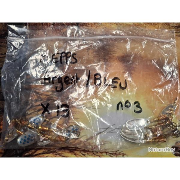 CUILLERE DE PECHE MEPPS AGLIA  ARGENT / BLEU X13 N3