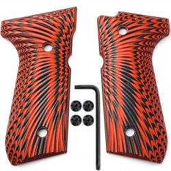 Plaquettes Beretta 92 / M9 / 96 / 98 - Alu Sunburst ROUGE - SKX INDUSTRIES