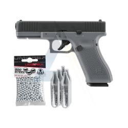 Pack Pistolet Glock 17 Gen5 CO2 cal 4,5mm BBs 3J - Black Tungsten Gray