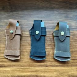 ETUI EN CUIR TEINTE CAMEL POUR COUTEAU PLIANT