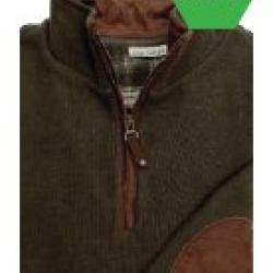 Pull LOVERGREEN sweat zippé kaki foncé empiècement coude
