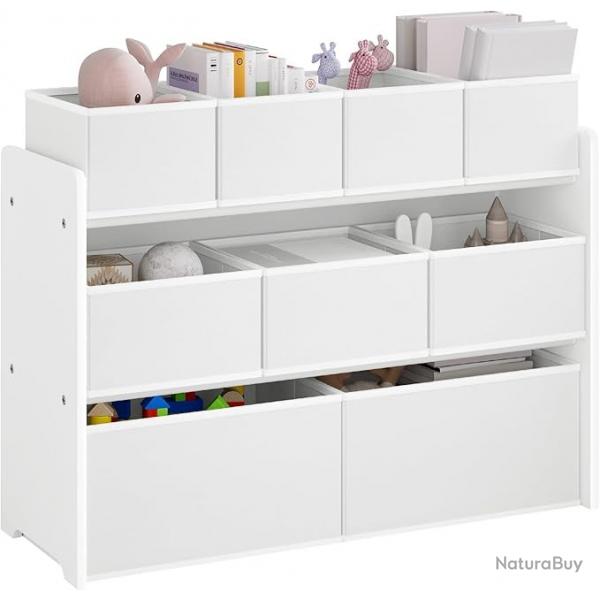 tagre de Rangement Enfant, Meuble Rangement Jouet, 9 Botes Amovible 92x30x60/68cm
