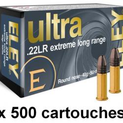 Cartouches Eley ultra cal. 22 LR extrem long range 10 boites pour 500 munitions