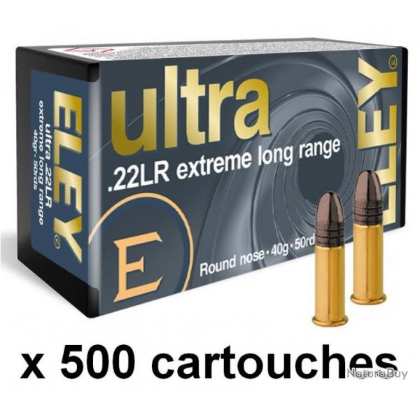 Cartouches Eley ultra cal. 22 LR extrem long range 10 boites pour 500 munitions