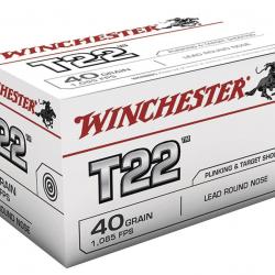 BTE 50 CART. WINCHESTER T22 CAL. .22 LR LRN TÊTE PLOMB RONDE 40GR