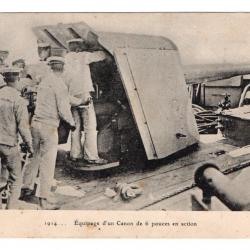 CPA -Marine Militaire -Équipage d'un Canon de 6 pouces en action  N°3396