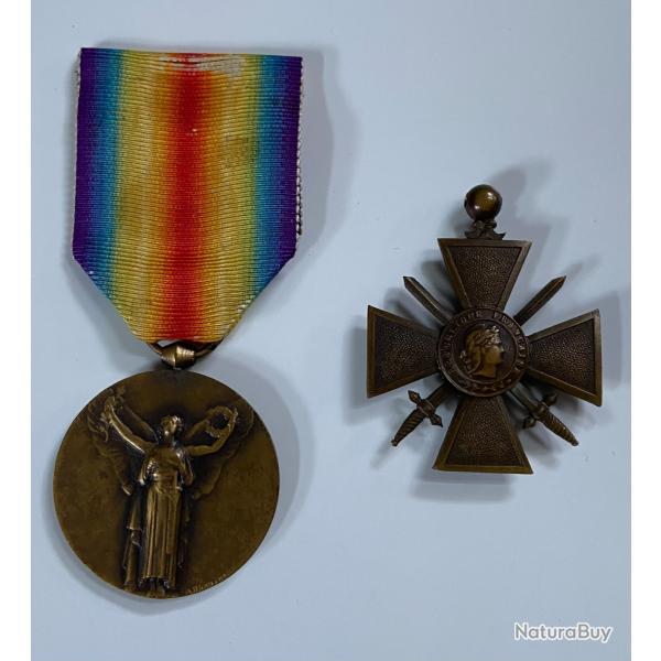 Lot de mdailles : Croix de Guerre et mdaille interallie