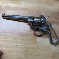 REVOLVER A BROCHE CALIBRE 12 MM A RESTAURER (MODELE NICKELE)