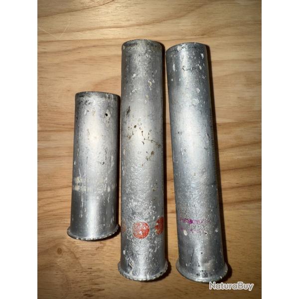 LOT DE 3 CARTOUCHES VIDES DE SIGNALISATION POUR LANCE FUSEE ALLEMAND 39-45