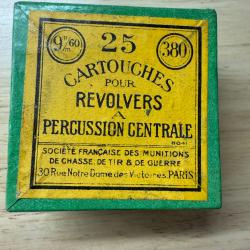 1 boite de 25 cartouches CALIBRE 380 neuve de stock RARE A TROUVER!