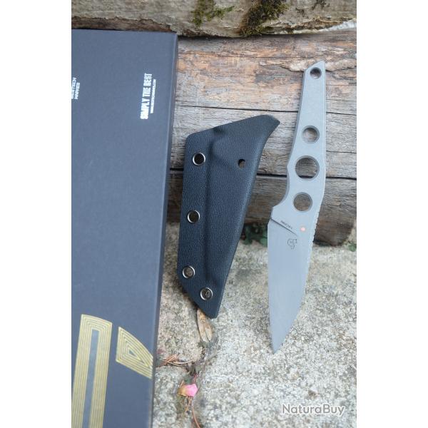 Couteau Bestech VK-Core Acid Dark SW Lame Acier 14C28N Wharncliffe Manche Acier Etui Kydex BFK05C -