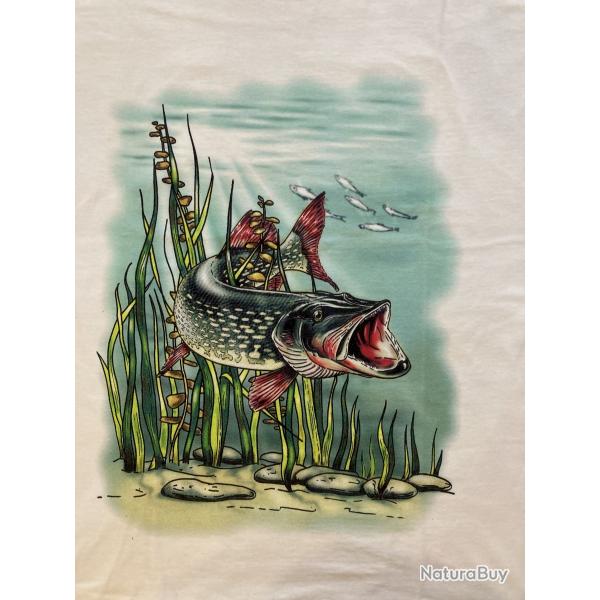 T-shirt Pche LOVERGREEN Brochet Coloris Sable