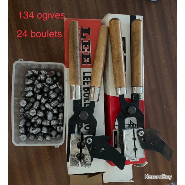 Moule LEE 450. et 454. + ogives et boulets pour poudre noire