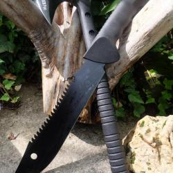 Set Tactical Hache Tomahawk Lame Acier Inox Etui Nylon + Bowie Lame Acier 3Cr13 Manche ABS Etui