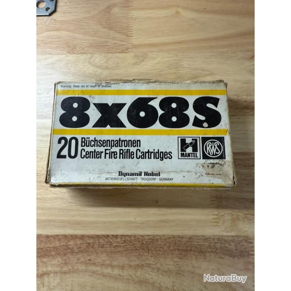 1 BOITE DE 17 BALLES RWS 8 X 68S 187 GRS COPPER HOLLOW POINT BULLET