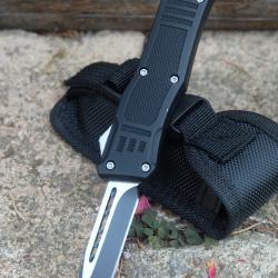 Couteau Automatique OTF Out the Front Clip Point Lame Acier 440 Manche  Clip Etui Tactical