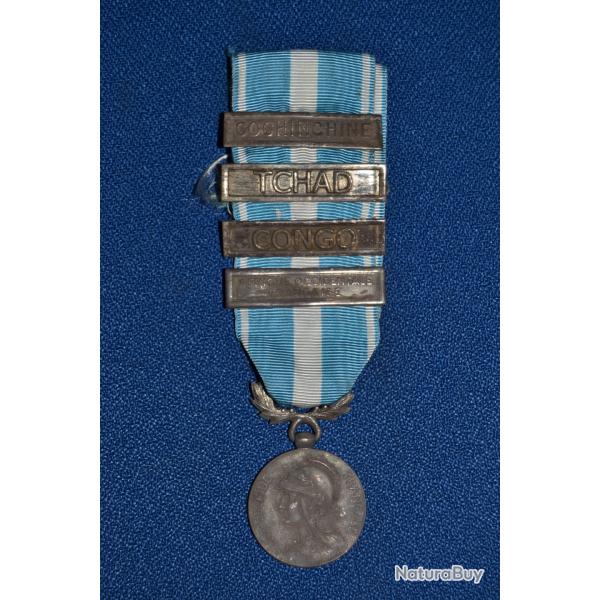 mdaille coloniale en argent Georges Lemaire avec quatre barrettes  clapet en argent