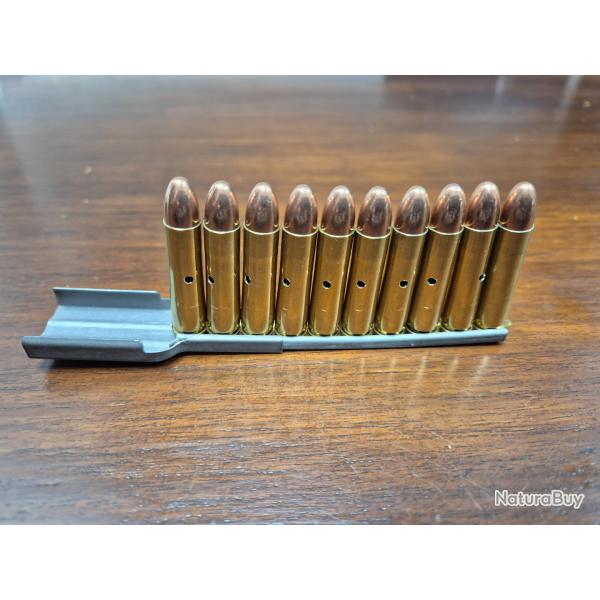 10 munitions 30M1 neutralis 30-30 USM1 avec leur lame de chargement