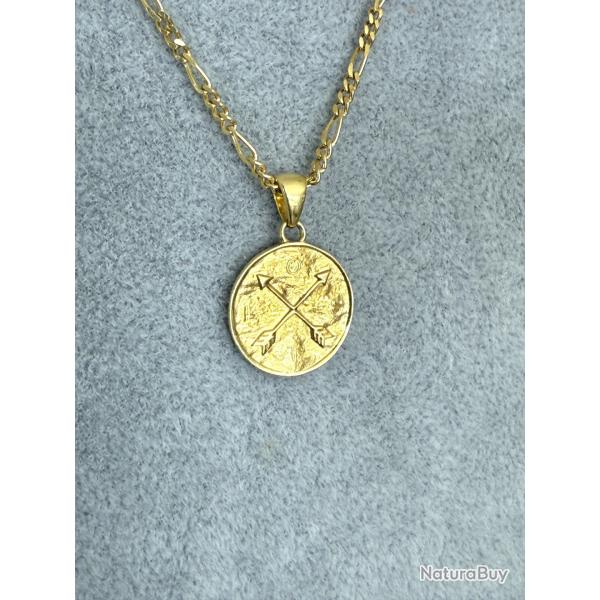 Chane neuve artisanale Figaro Argent sterling 925, dor or fin - pendentif - marque Be lost