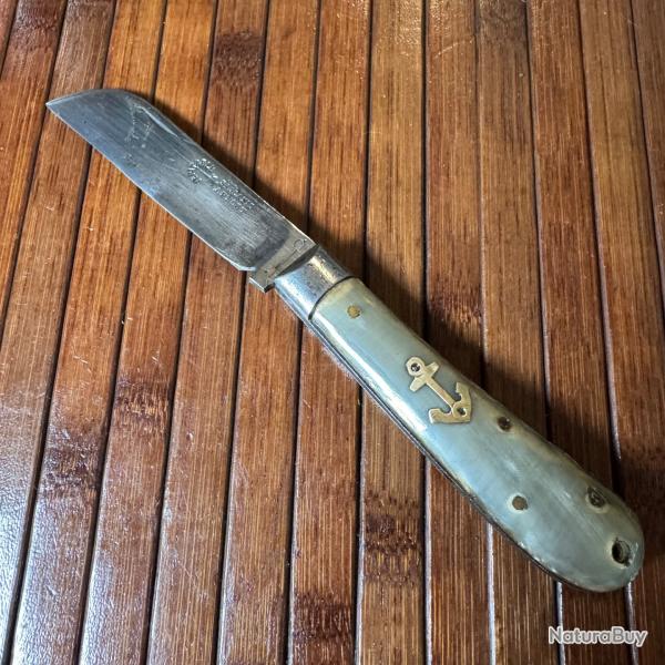 COUTEAU MARINE VRITABLE ST JOANIS A L'PE THIER CORNE BICOLORE 1950