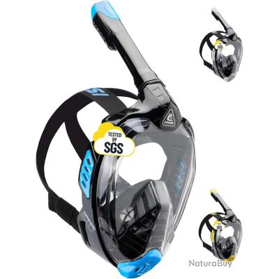 CRESSI Bali Full Face Mask White/Black S/M - Unisex Volgelaats Snorkel Masker, Ultra Heldere AntiFog Lens, 100% Silicone, Snorkel Droog met Veiligheidsventielen, Verstelbare Riem, Wit/Zwart, S/M