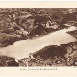 TIRAGE DE CLICHÉ TYPE GRAVURE - COMPAGNIE AÉRIENNE FRANÇAISE - ALGÉRIE : BARRAGE DE L'OUED ARBATACHE