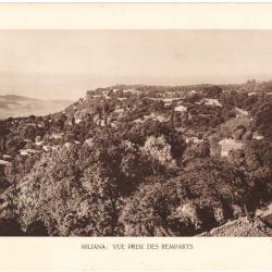 TIRAGE DE CLICHÉ TYPE GRAVURE - COMPAGNIE AÉRIENNE FRANÇAISE - MILIANA : VUE PRISE DES REMPARTS