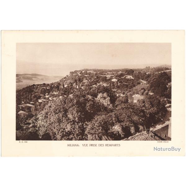 TIRAGE DE CLICH TYPE GRAVURE - COMPAGNIE ARIENNE FRANAISE - MILIANA : VUE PRISE DES REMPARTS