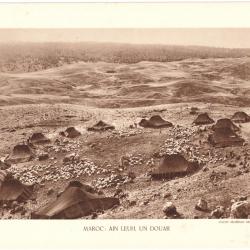 TIRAGE DE CLICHÉ TYPE GRAVURE - COMPAGNIE AÉRIENNE FRANÇAISE - MAROC : AIN LEUH, UN DOUAR