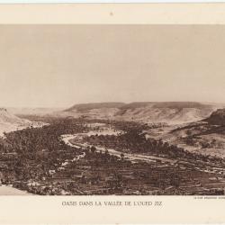 TIRAGE DE CLICHÉ TYPE GRAVURE - COMPAGNIE AÉRIENNE FRANÇAISE - OASIS DANS LA VALLÉE DE L'OUED ZIZ