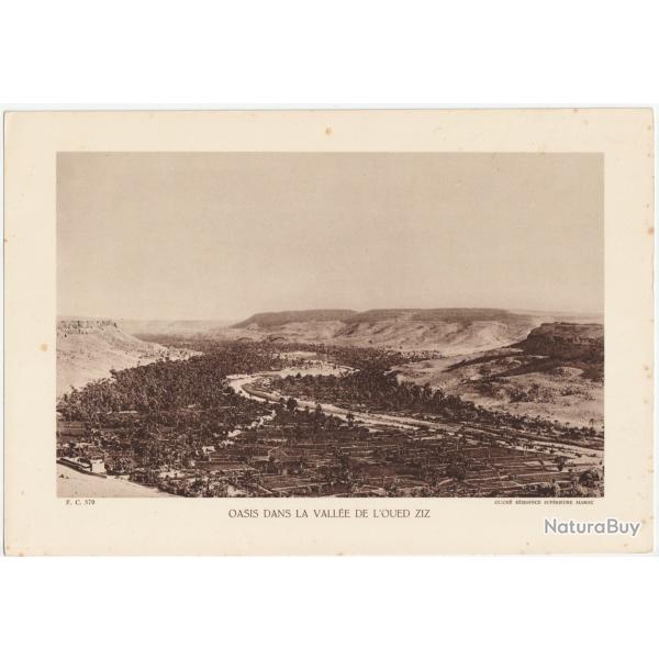 TIRAGE DE CLICH TYPE GRAVURE - COMPAGNIE ARIENNE FRANAISE - OASIS DANS LA VALLE DE L'OUED ZIZ