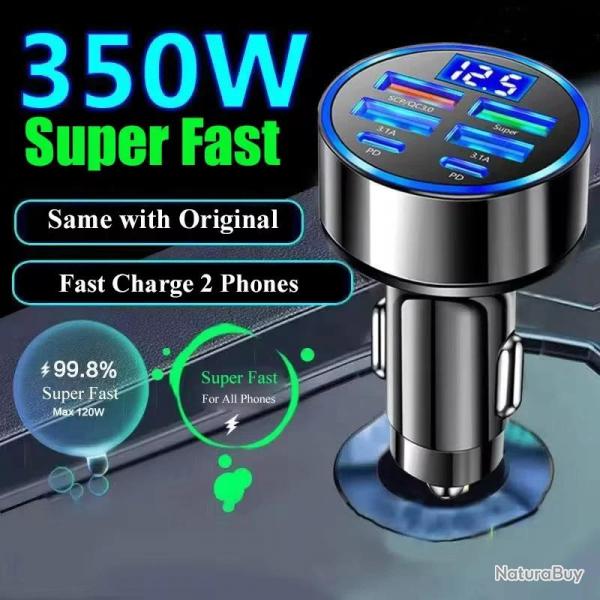 Chargeur USB Rapide Voiture 350w 6 ports, Modele: A