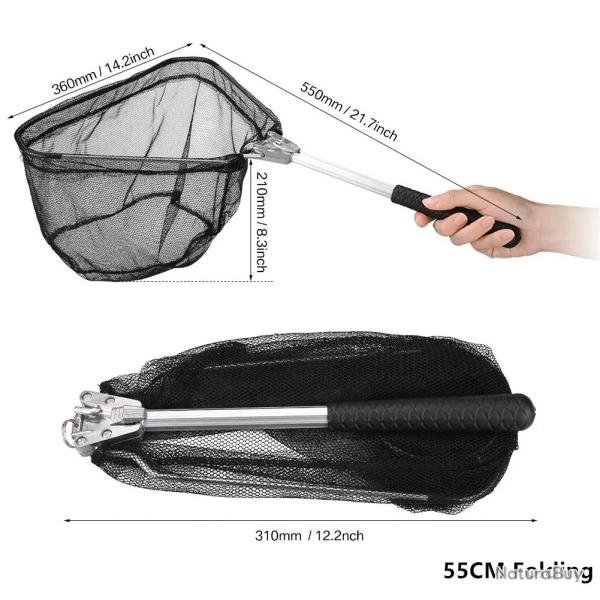 Epuisette de Pche pliante 360mm En Mtal Eau Douce Ou Mer