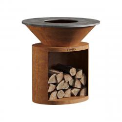 Brasero Ellipse 100 Corten - Plaque en acier inoxydable