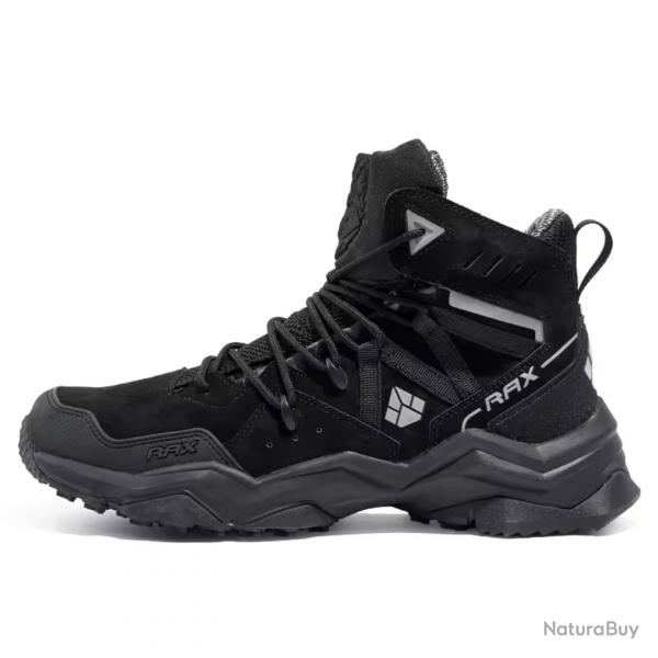 Chaussures de randonne impermables cuir - Bottes mi-hautes trekking, outdoor camping escalade Noir