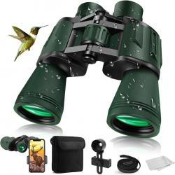 Jumelles 20x50 HD Étanches pour Adultes Prisme BAK4 Objectif FMC Vision Nocturne Sport et Nature